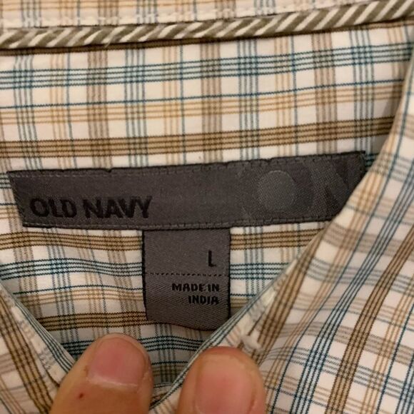 Brown/teal plaid Button down shirt large - Picture 2 of 3